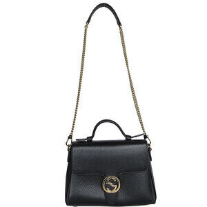Gucci Leather GG Shoulder Black Interlocking Bag